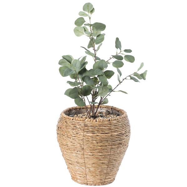 Vintiquewise Woven Round Flower Pot Planter Basket with Leak-Proof Plastic Lining - Medium QI003832.M - main